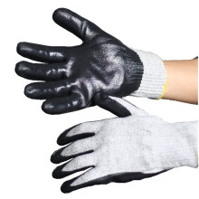 NMSAFETY main travail nitrile noir revêtu de gants résistant aux coupures